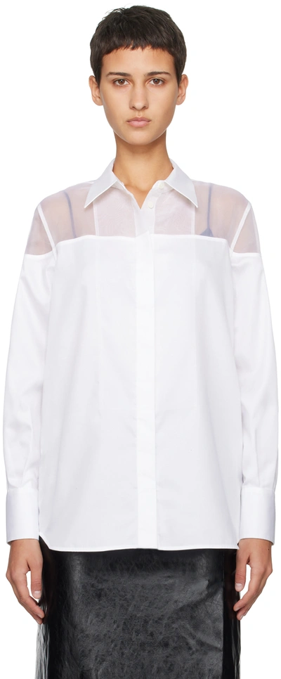 Helmut Lang Poplin Tux Shirt In White - 100