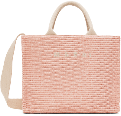 Shop Marni Pink Small East West Tote In 00c09 Light Pink