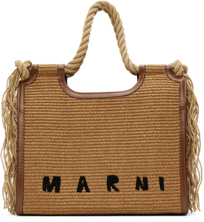 Shop Marni Tan Marcel Tote In 00m50 Raw Sienna