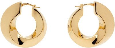 Shop Bottega Veneta Gold Twist Hoop Earrings In 8120 Yellow Gold
