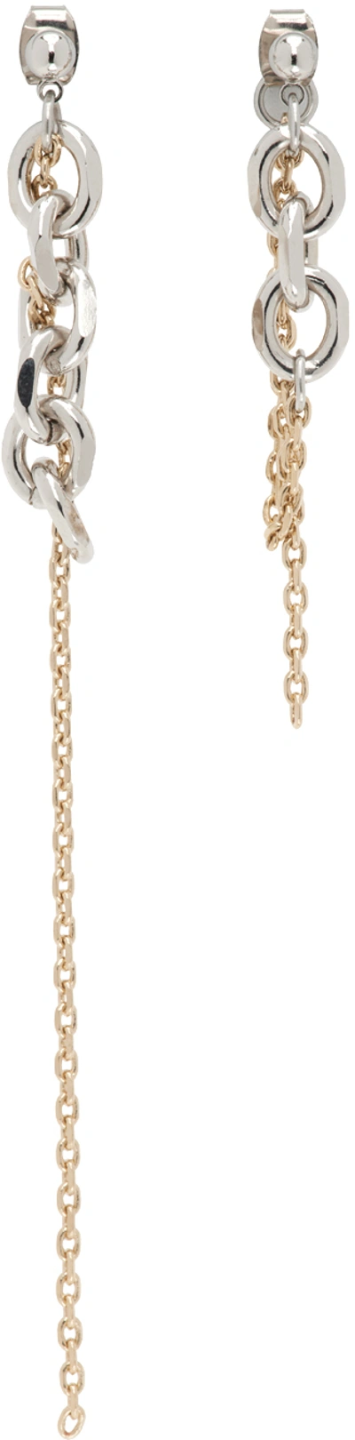 Shop Justine Clenquet Silver & Gold Dana Earrings In Silver Gold