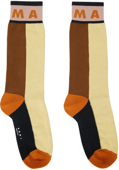 Shop Marni Multicolor Colorblock Socks In Inr15 Dust Apricot