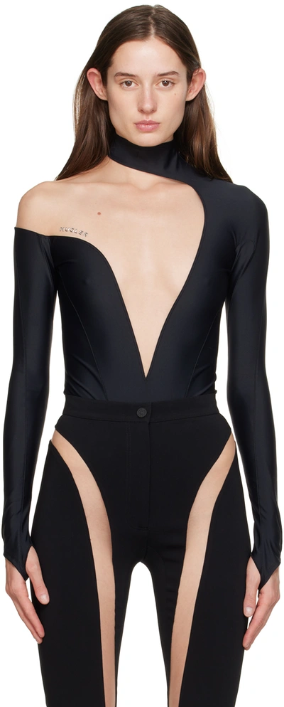 Shop Mugler Black Illusion Bodysuit In 19991 Black Nude 01