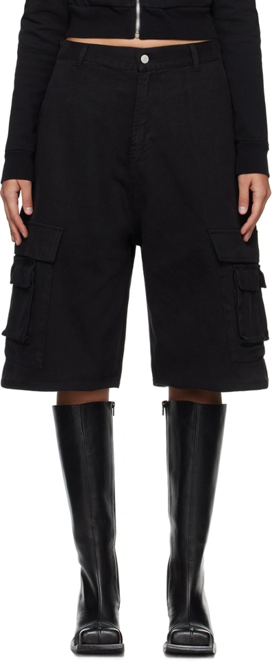 Shop Abra Black Six-pocket Denim Cargo Shorts