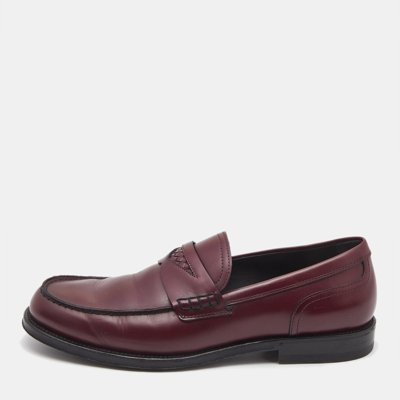 Pre-owned Bottega Veneta Burgundy Leather Slip On Loafers Size 41.5