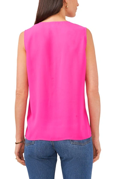 Shop Vince Camuto Ruffle Neck Sleeveless Georgette Blouse In Hot Pink