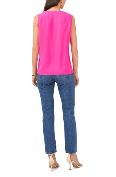 Shop Vince Camuto Ruffle Neck Sleeveless Georgette Blouse In Hot Pink