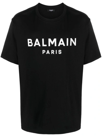 Shop Balmain T-shirt With Logo In Nero E Bianco