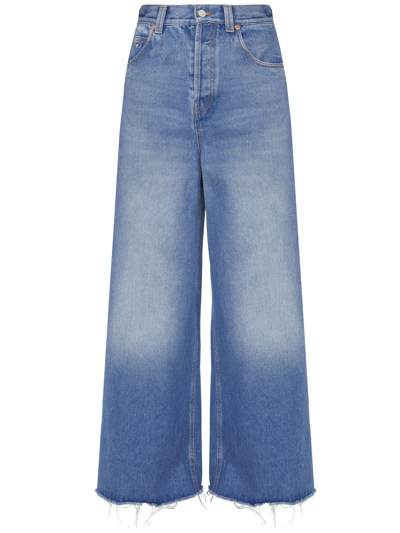 Shop Gucci Cotton Denim Jeans In Light Blue