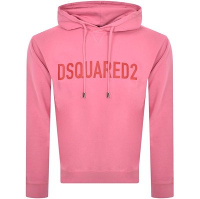 Dsquared2 Crewneck Cotton Jersey Hooded Sweater In Pink