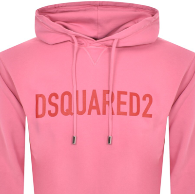Dsquared2 Crewneck Cotton Jersey Hooded Sweater In Pink