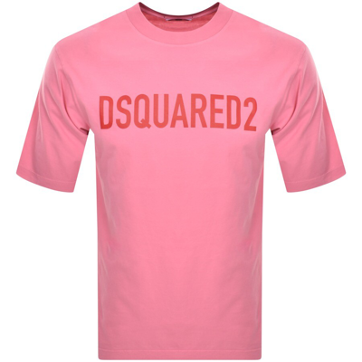 Dsquared2 Logo-print Cotton T-shirt In Pink