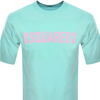 Dsquared2 Man T-shirt Turquoise Size L Cotton In Blue