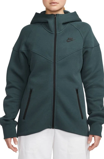 Shop Nike Sportswear Tech Fleece Windrunner Zip Hoodie In Deep Jungle/ Black