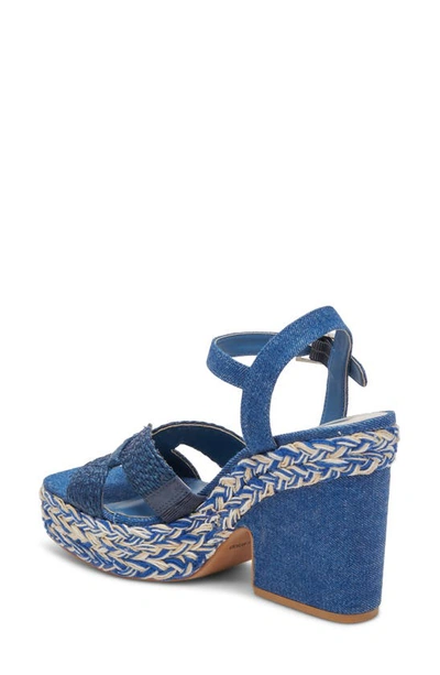 Shop Dolce Vita Cale Woven Raffia Platform Sandal In Blue Denim