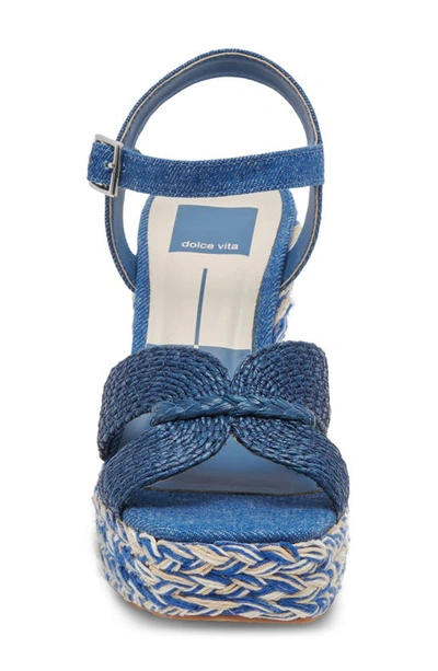 Shop Dolce Vita Cale Woven Raffia Platform Sandal In Blue Denim