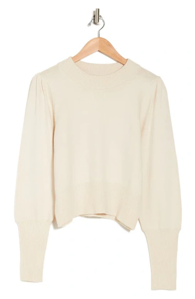 Shop French Connection Babysoft Balloon Sleeve Crop Sweater In Classic Cream