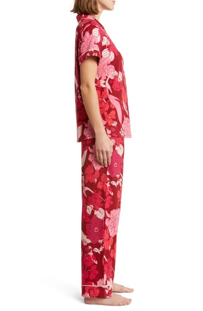 Shop Nordstrom Moonlight Eco Crop Pajamas In Red Velvet Lisolette Flora