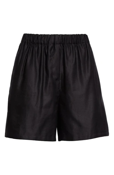 Shop Max Mara Piadena Cotton Sateen Shorts In Black
