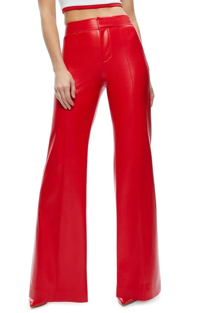 Shop Alice And Olivia Alice + Olivia Dylan Wide Leg Faux Leather Pants In Bright Ruby