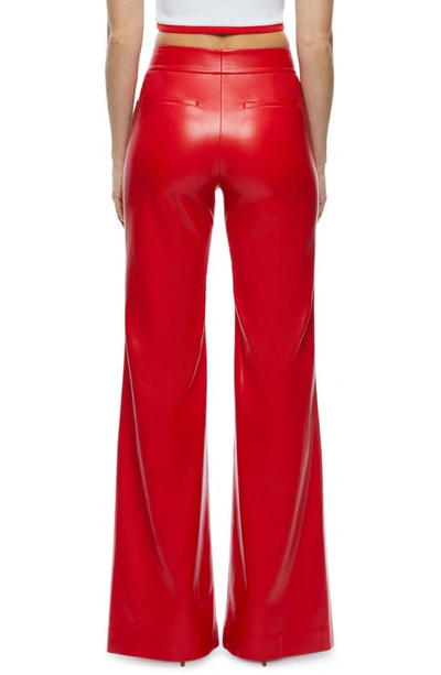 Shop Alice And Olivia Alice + Olivia Dylan Wide Leg Faux Leather Pants In Bright Ruby