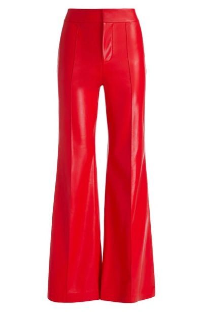 Shop Alice And Olivia Alice + Olivia Dylan Wide Leg Faux Leather Pants In Bright Ruby