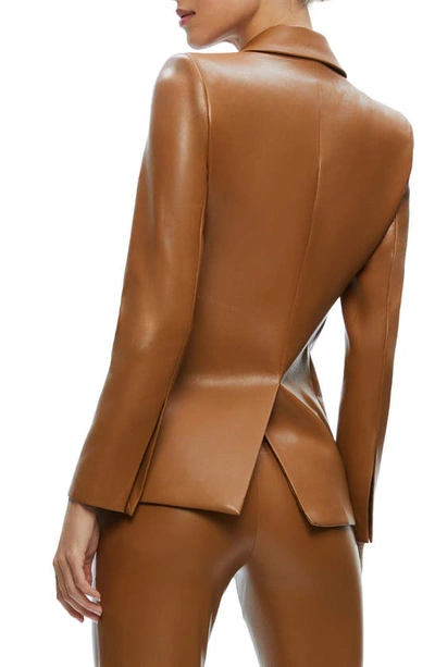 Shop Alice And Olivia Macey Faux Leather Blazer In Camel