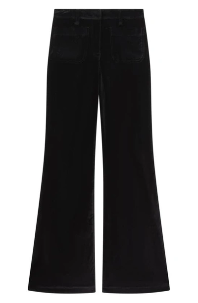 Shop Reiss Isa High Waist Wide Leg Velvet Pants In Black