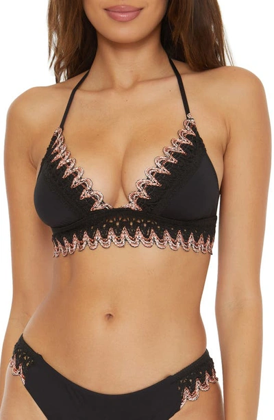 Shop Becca Layla Crochet Trim Bikini Top In Black