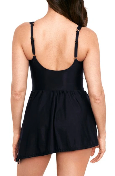 Shop Miraclesuit Network News Alina Skirted One-piece Swimsuit In Black