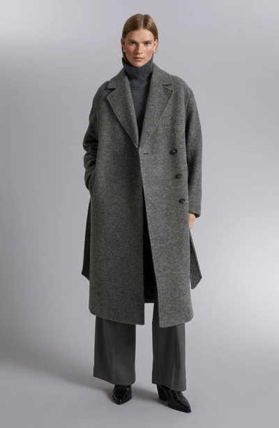 Shop & Other Stories Belted Wool Coat In Grey Melange