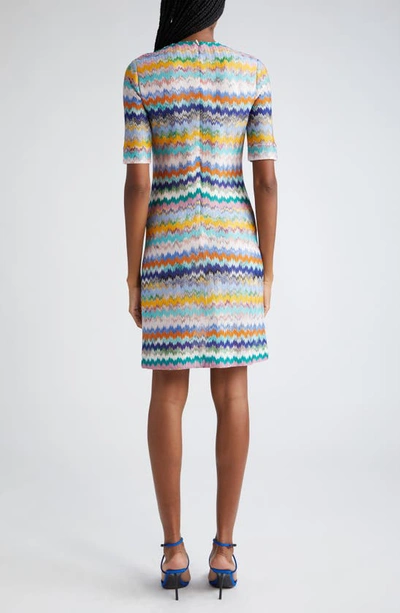 Shop Missoni Zigzag Dress In Blue Multicolor