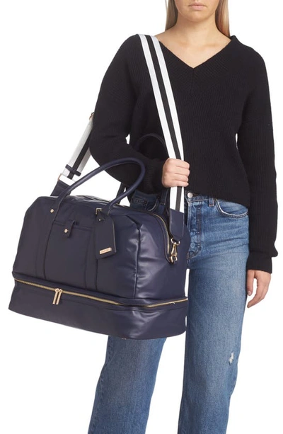 Shop Mali + Lili Riley Vegan Leather Weekend Travel Bag In Navy