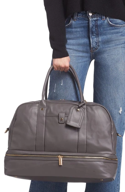Shop Mali + Lili Riley Vegan Leather Weekend Travel Bag In Charcoal
