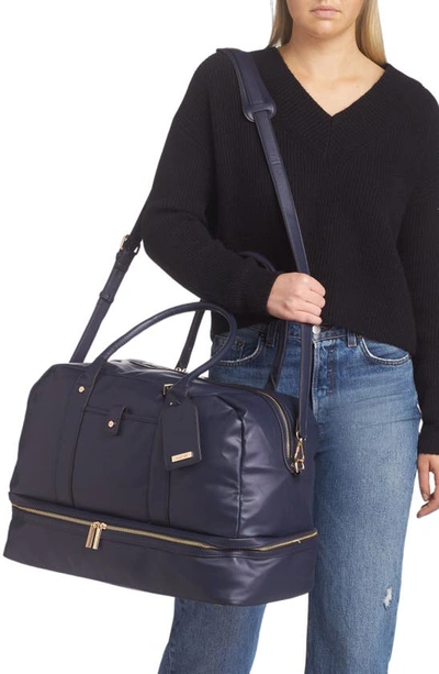 Shop Mali + Lili Riley Vegan Leather Weekend Travel Bag In Navy