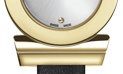 Shop Ferragamo Gancino Leather Strap Watch, 27mm In Gold
