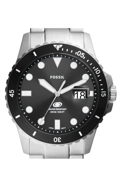 Shop Fossil Blue Dive Bracelet Watch, 42mm In Silver