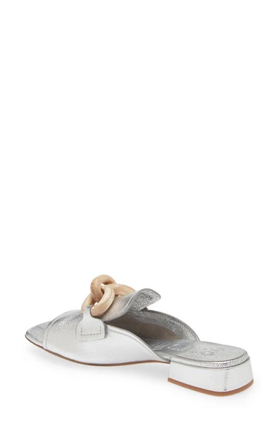 Pedro Garcia Enna Slide Sandal In Silver Petitgrain Lame