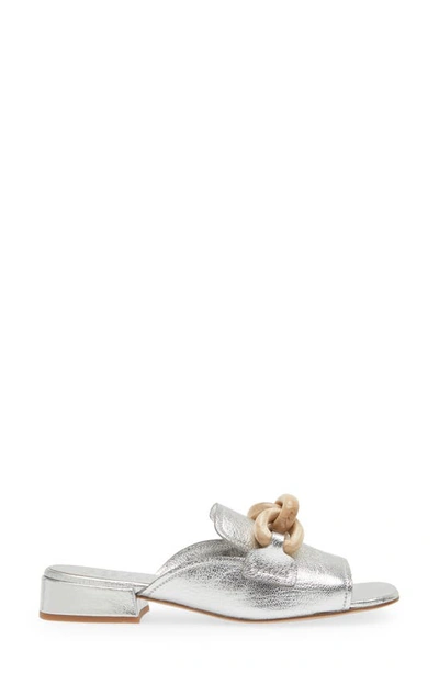 Pedro Garcia Enna Slide Sandal In Silver Petitgrain Lame