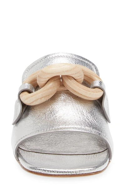 Pedro Garcia Enna Slide Sandal In Silver Petitgrain Lame