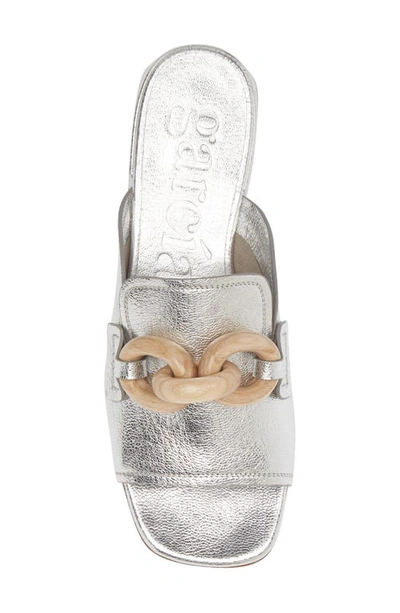 Pedro Garcia Enna Slide Sandal In Silver Petitgrain Lame