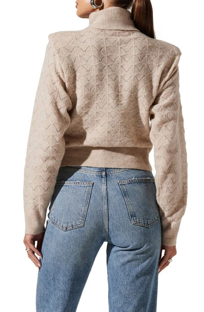 Shop Astr Pointelle Sweater In Taupe