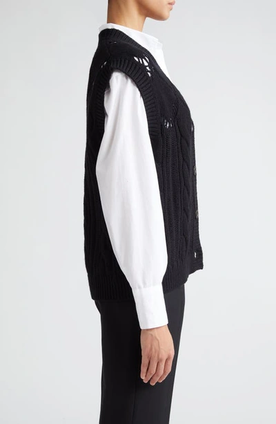 Shop Maria Mcmanus Argyle Oversize Recycled Cashmere & Organic Cotton Sweater Vest In Black