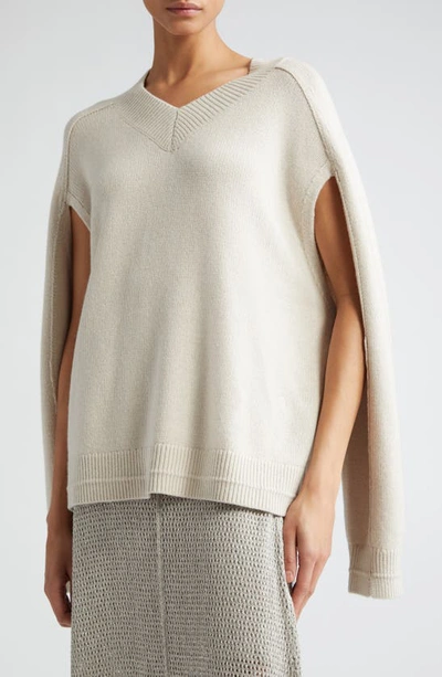 Shop Maria Mcmanus Cape Sleeve Organic Cotton & Recycled Cashmere Sweater In Crema