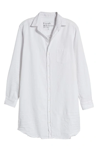 Shop Frank & Eileen Mary Classic Long Sleeve Shirtdress In White Tattered Wash Denim