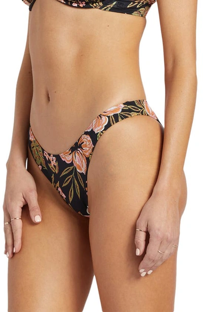 Shop Billabong Hooked On Tropics Hike Bikini Bottoms In Black Pebble