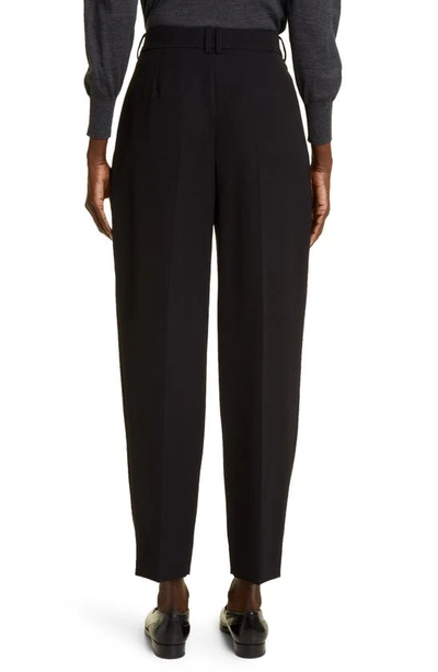 Shop The Row Corby Pleated High Waist Wool Ankle Trousers In Black