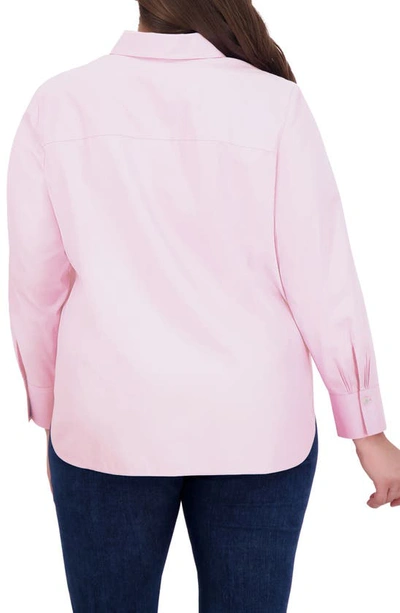 Foxcroft Meghan Cotton Button-up Shirt In Chambray Pink