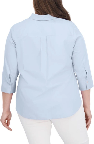 Foxcroft Charlie Cotton Oxford Shirt In Blue Wavee2