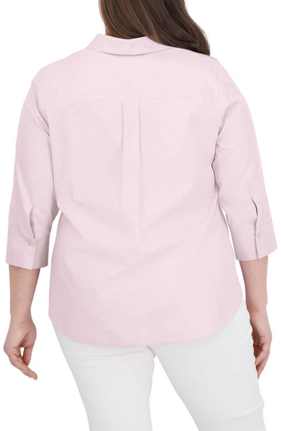 Shop Foxcroft Charlie Cotton Oxford Shirt In Chambray Pink